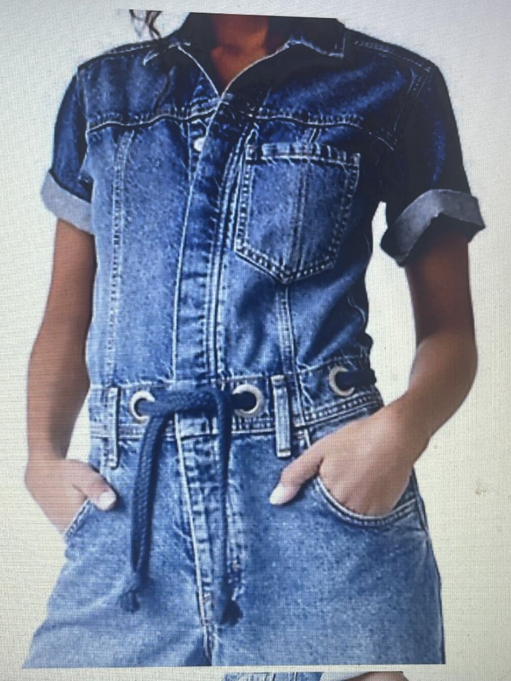 Free People Edison Wide-Leg Denim Coverall with Adjustable Waist